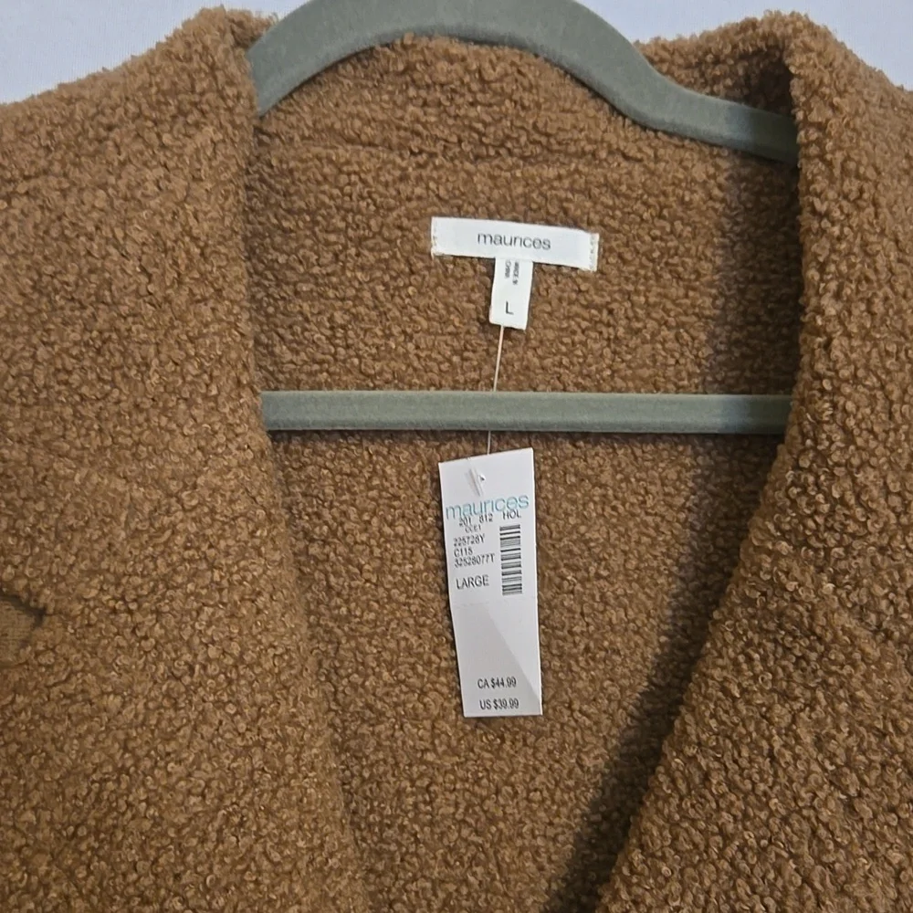 Maurices Womens Cozy Faux-Shearling Vest in Camel Sz L - Picture 2 of 9